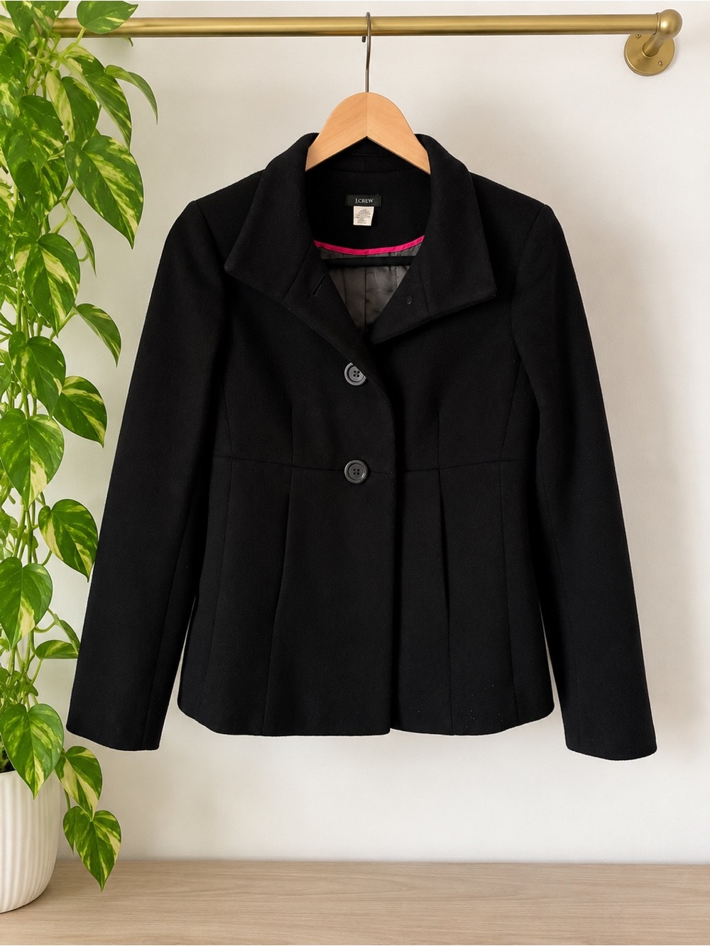 J.Crew Black Wool Blend Fitted Jacket Coat Size 2